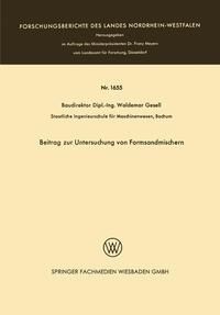 Produktbild: Beitrag zur Untersuchung von Formsandmischern