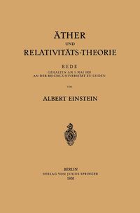 Produktbild: &Auml;ther und Relativit&auml;ts-Theorie
