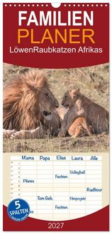 Produktbild: Familienplaner 2027 - L&ouml;wen - Raubkatzen Afrikas mit 5 Spalten (Wandkalender, 21 x 45 cm) CALVENDO