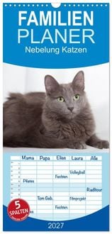 Produktbild: Familienplaner 2027 - Nebelung Katzen mit 5 Spalten (Wandkalender, 21 x 45 cm) CALVENDO