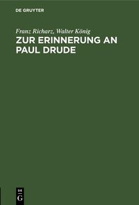 Produktbild: Zur Erinnerung an Paul Drude