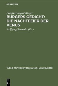 Produktbild: B&uuml;rgers Gedicht: Die Nachtfeier der Venus