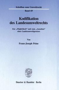 Produktbild: Kodifikation des Landesumweltrechts.