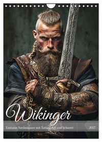 Produktbild: Wikinger - Fantasie Nordm&auml;nner mit Tattoo, Axt und Schwert (Wandkalender 2027 DIN A4 hoch), CALVENDO Monatskalender