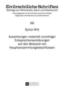 Produktbild: Auswirkungen materiell unrichtiger Entsprechenserkl&auml;rungen auf den Bestand von Hauptversammlungsbeschl&uuml;ssen