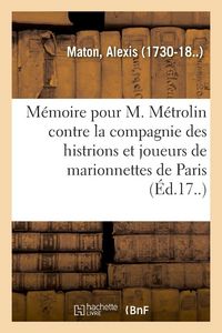 Produktbild: M&eacute;moire Pour C-C-A-B M&eacute;trolin, Po&egrave;te, Au Nom Et Comme Adjoint de M. l'Eclair Et Consors, Demandeurs