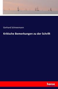 Produktbild: Kritische Bemerkungen zu der Schrift