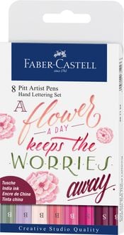 Faber-Castell Tuschestifte Pitt Artist Pens Hand Lettering Pinktöne, 8er Etui 