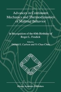 Produktbild: Advances in Continuum Mechanics and Thermodynamics of Material Behavior