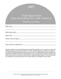 Produktbild: Assessment, Evaluation, and Programming System for Infants and Children (Aeps(r)), Child Observation Data Recording Form II