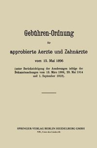 Produktbild: Geb&uuml;hren-Ordnung f&uuml;r approbierte Aerzte und Zahn&auml;rzte