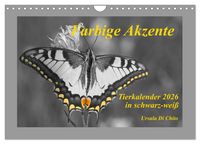 Produktbild: Farbige Akzente - Tierkalender 2026 in schwarz-wei&szlig; (Wandkalender 2026 DIN A4 quer), CALVENDO Monatskalender