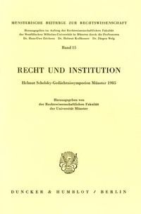 Produktbild: Recht und Institution.