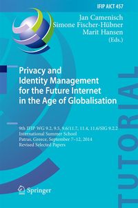 Produktbild: Privacy and Identity Management for the Future Internet in the Age of Globalisation