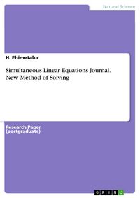 Produktbild: Simultaneous Linear Equations Journal. New Method of Solving