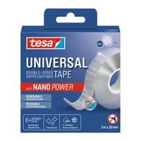 Produktbild: TESA&reg; Doppelseitiges Klebeband universal Nano Power auf Abroller, 30 mm x 3 m mit Abroller