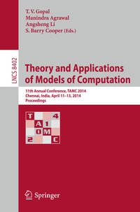 Produktbild: Theory and Applications of Models of Computation
