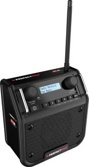 Produktbild: PerfectPro DPR2-18V Baustellenradio DAB+, UKW AUX, Bluetooth&reg;, DAB+, UKW spritzwassergesch&uuml;tzt, staubdicht, sto&szlig;fest Schwarz