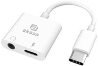 Produktbild: Akasa USB-C®, Audio Adapter mit Ladebuchse [1x USB-C® - 1x Kopfhörer (3.5 mm Klinke), USB-C® Buchse (Power Delivery)] AK-CBCA30-08WH