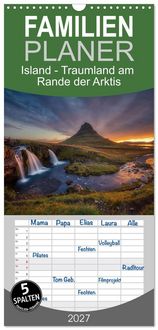 Produktbild: Familienplaner 2027 - Island - Traumland am Rande der Arktis mit 5 Spalten (Wandkalender, 21 x 45 cm) CALVENDO