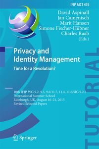 Produktbild: Privacy and Identity Management. Time for a Revolution?