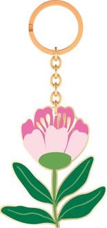 Produktbild: Bunte Blumengr&uuml;&szlig;e Emaille-Schl&uuml;sselanh&auml;nger Bl&uuml;te rosa