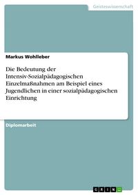Produktbild: Die Bedeutung der Intensiv-Sozialp&auml;dagogischen Einzelma&szlig;nahmen am Beispiel eines Jugendlichen in einer sozialp&auml;dagogischen Einrichtung
