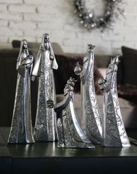 Bild vom Artikel PureDay Dekofiguren-Set Krippe Antik Silber, 5-tlg. vom Autor 