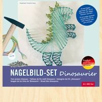 Produktbild: PEBARO NB3-SET - Nagelbild-Set Dinosaurier, Fadenbild 20x20cm, String Art Bastelset inkl. Garn, Hammer und N&auml;gel