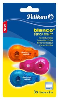 Pelikan Korrekturroller blanco® Fancy Blau/Pink/Orange, 3er Set