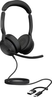 Produktbild: Jabra Evolve2 50 On Ear Headset kabelgebunden Stereo Schwarz Mikrofon-Rauschunterdr&uuml;ckung, Noise Cancelling Headset