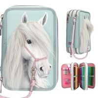 Produktbild: Miss Melody 3 Fach Federtasche mit Pferdekopf Applikation