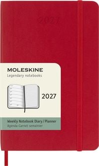 Produktbild: Moleskine 12 Monate Wochen Notizkalender 2027, Pocket/A6, 1 Wo = 1 Seite, rechts linierte Seite, Weicher Einband, Scharlachrot