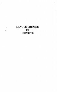 Produktbild: Langue Urbaine Et Identite