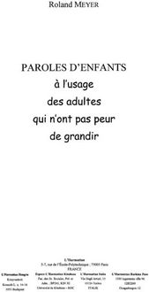 Produktbild: Paroles d'enfants a l'usage des adultes