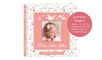 Babyalbum mit Fensterausschnitt für das 1. Lebensjahr zum Eintragen der schönsten Momente und Erinnerungen mit Platz für Fotos | für Mädchen