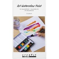 Produktbild: Creativ Company Art Aquarellfarbe, Halbwannen, Blumen und , Landschaften, Gr&ouml;&szlig;e 10x15x20mm, sortierte Farben, 12 Farbe/ 1 Stk