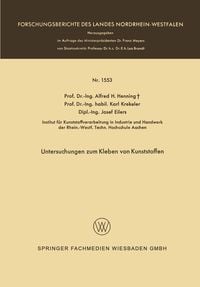 Produktbild: Untersuchungen zum Kleben von Kunststoffen
