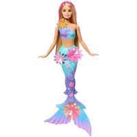 Produktbild: Barbie Flower Magic Meerjungfrauen-Spielzeugpuppe mit magischer Überraschungsblüte und perlenbesetztem Haarreif