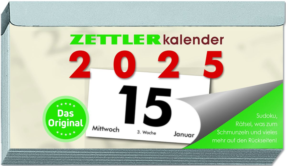 'Tagesabreißkalender Q 2025 10,9x5,9 cm 1 Tag auf 1 Seite mit