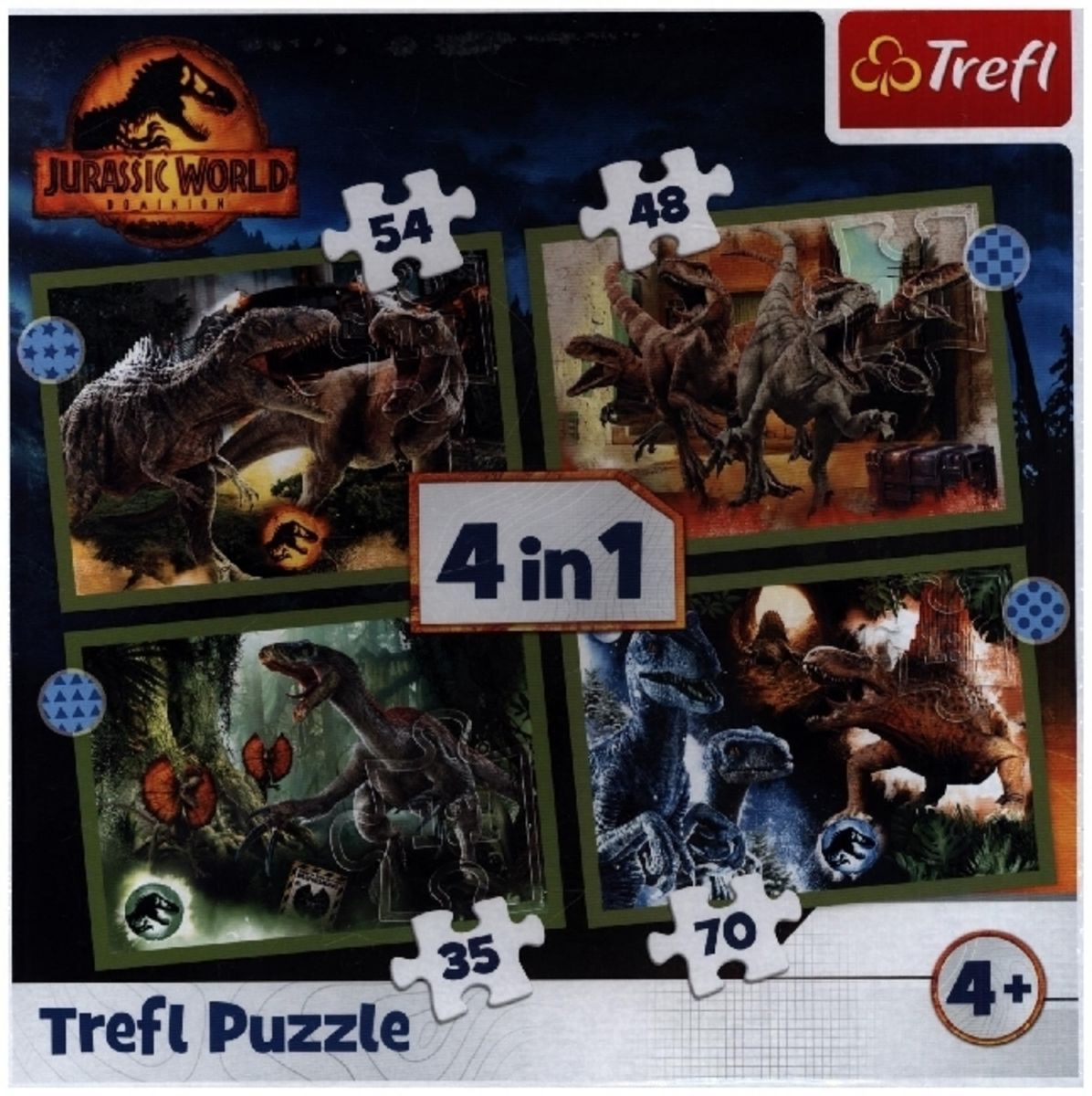 4 in 1 Puzzle 35, 48, 54, 70 Teile Jurassic World (Kinderpuzzle) kaufen ...