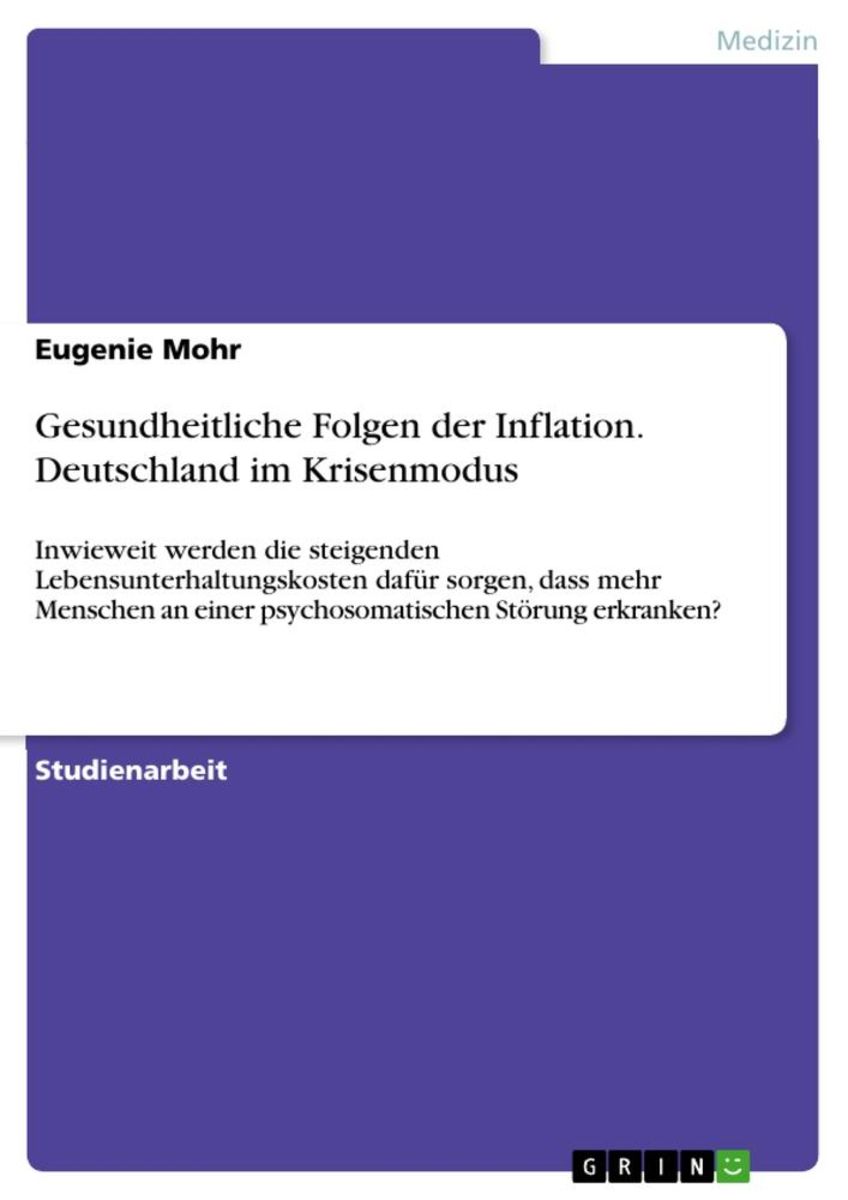 'Gesundheitliche Folgen Der Inflation. Deutschland Im Krisenmodus' Von ...