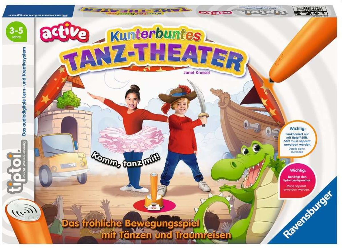 Ravensburger tiptoi® ACTIVE Spiel 00077, Kunterbuntes TanzTheater