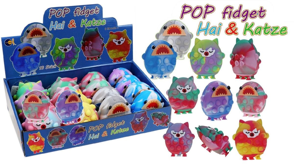 Pop Fidget Spielzeug 2 Stück - Plüsch Katze Pfote Hase Stressball Silikon