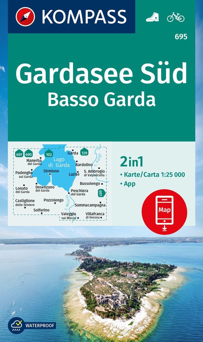 "KOMPASS Wanderkarte 695 Gardasee Süd, Basso Garda 1:25.000" Online ...