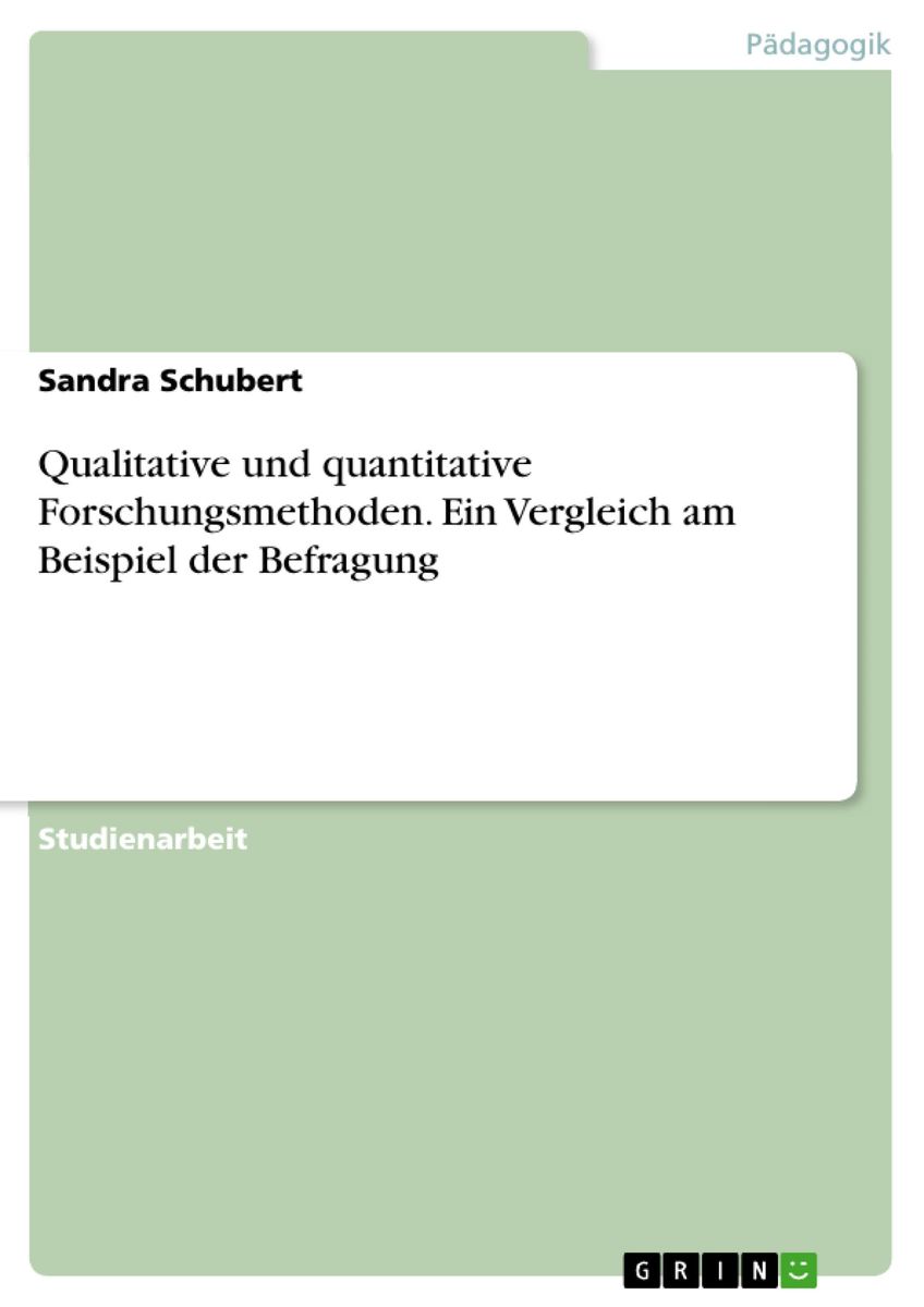 'Qualitative Und Quantitative Forschungsmethoden. Ein Vergleich Am ...