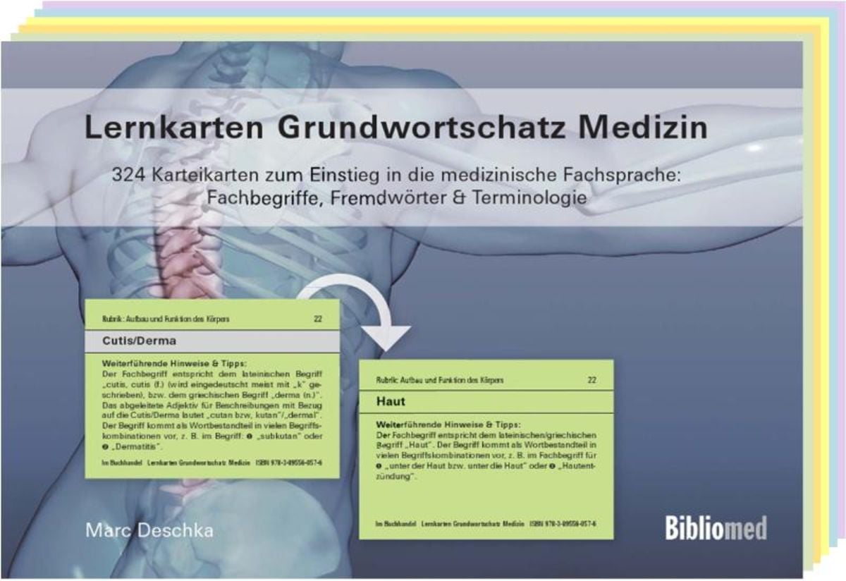 Wichtige Medizinische Fachbegriffe Liste Pdf 'Lernkarten Grundwortschatz Medizin - 324 Karteikarten zum Einstieg in