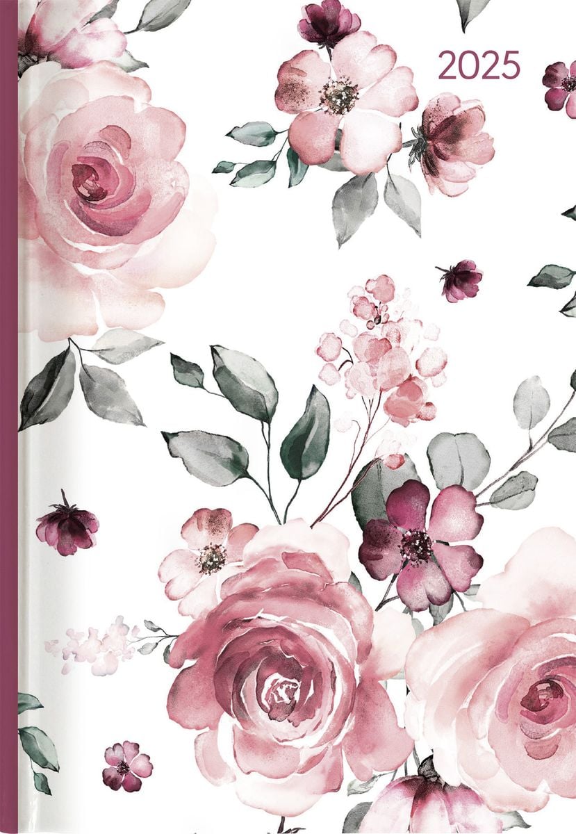 Buchkalender Style Roses 2025 BüroKalender A5 Cheftimer 1 Tag 1 Seite 352 Seiten Rose