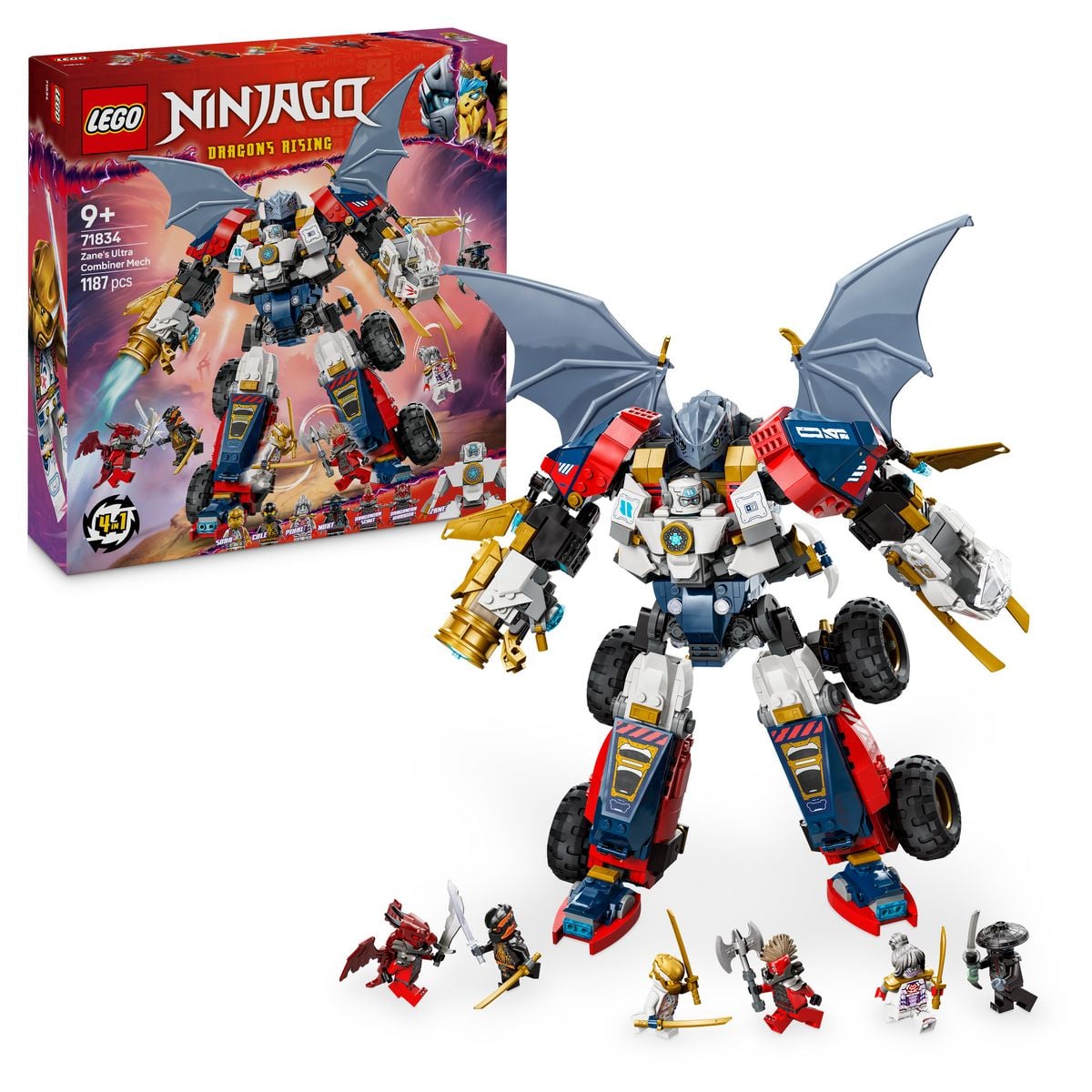 LEGO NINJAGO 4in1 Zanes Ultra-Kombi-Mech - Auto, Jet und Drache