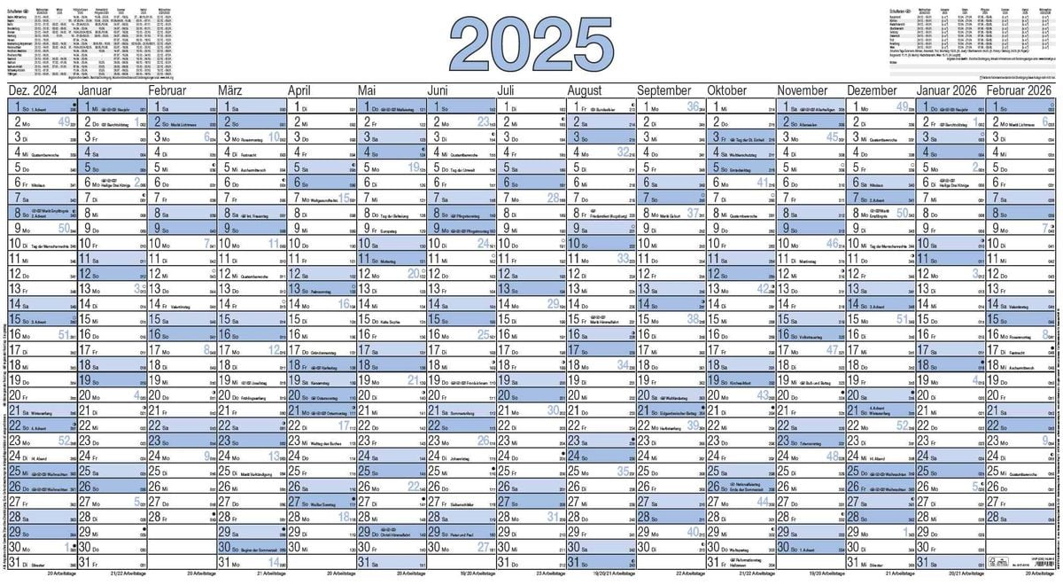 'Plakatkalender 15 Mon 2025 140x77 5 Stk. gerollt Jahresplaner